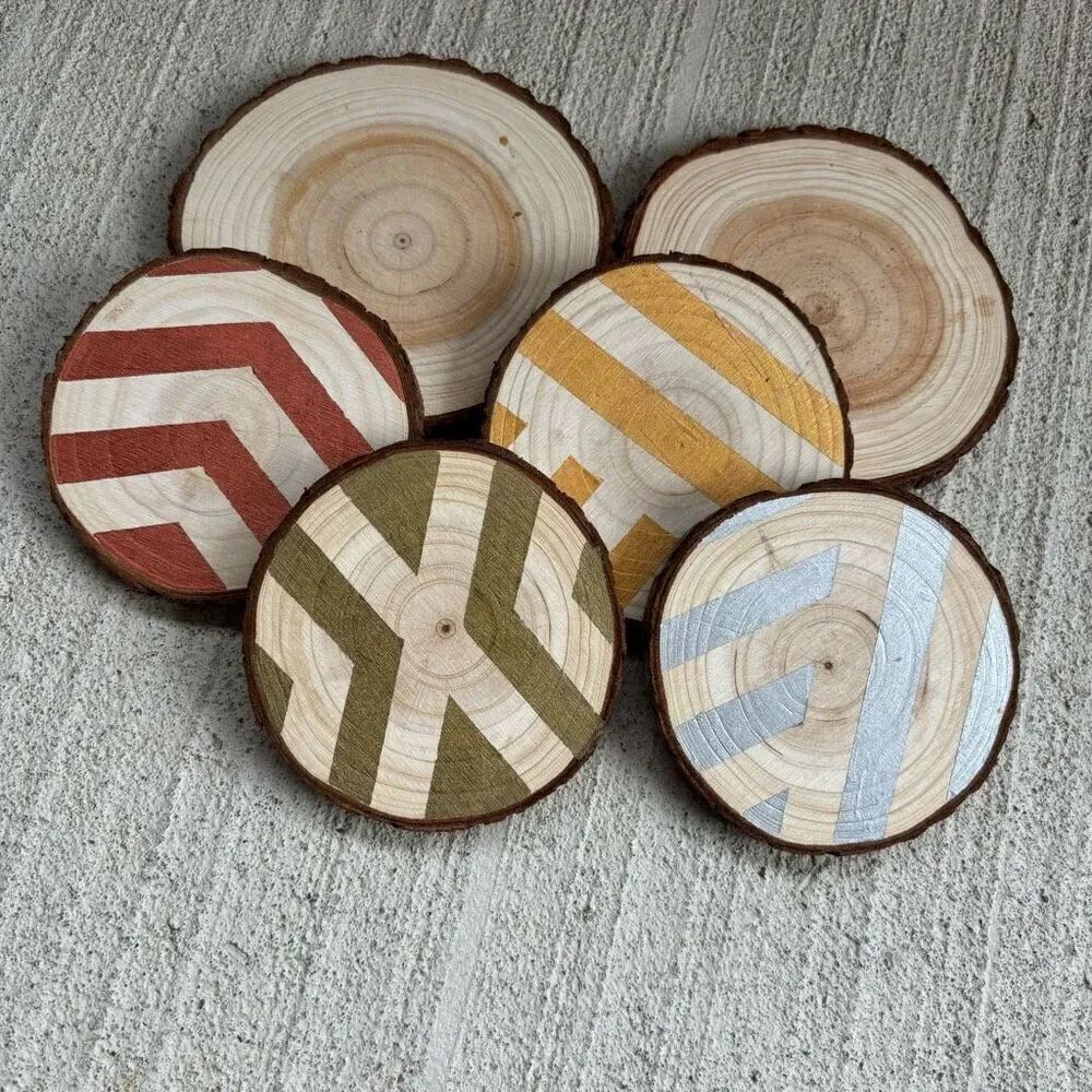 6 Wooden Drink Coasters